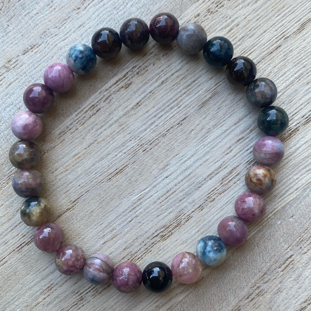 watermelon tourmaline bracelet 7mm stretch NEW